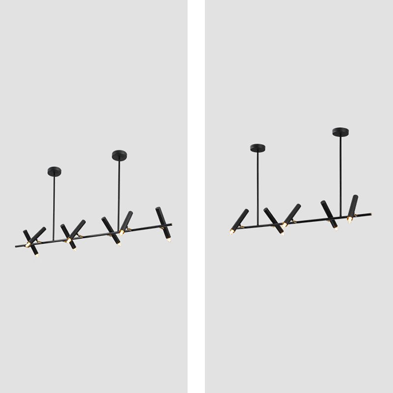 Black metalen tracklamp eenvoudige stijl multi-head lineaire restaurant eilandverlichting armaturen