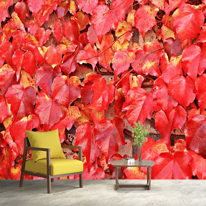 Wild Grape Leaves Mural Wallpaper Eco-friendly Moisture Resistant for Bedroom