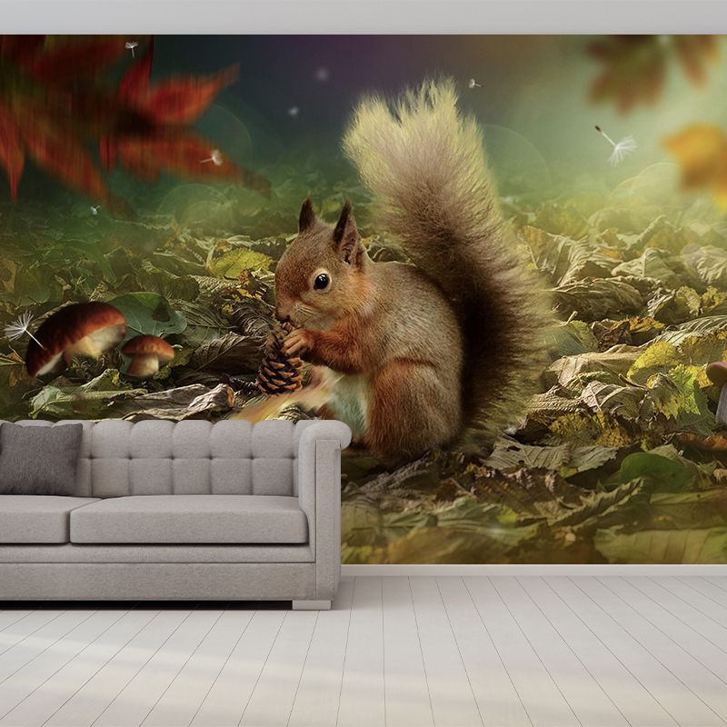 Photography Squirrel Mural Wall Decor Mildew Resistant Living Room Wall Mural Wall Art