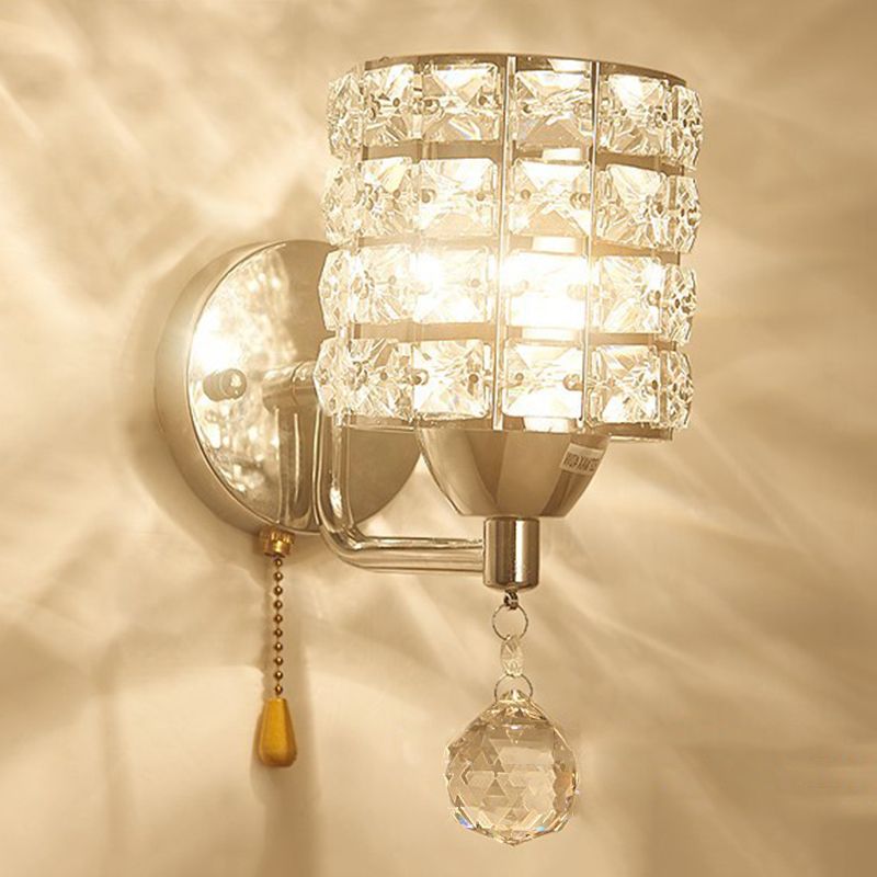 Lampada da parete interna di lusso moderno in metallo in metallo lampada parete con tonalità cristallina