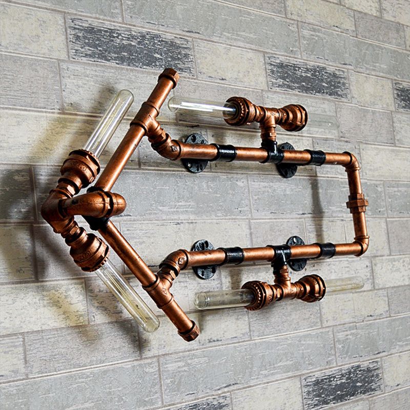 6 Glühbirnen Pfeilform geformte Scheuheulenbeleuchtung mit Rohr Retro Industrial Bronze Schmiedeeisenwandlampe für Badezimmer
