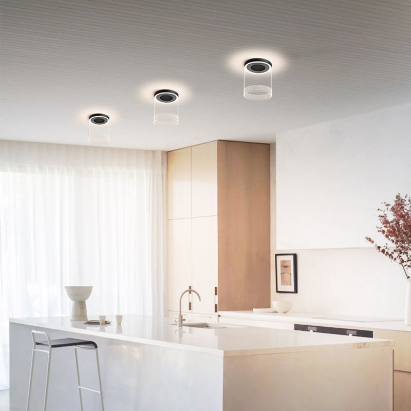 Cylinder Shape Ceiling Fixture Modern Style Metal One Light Ceiling Mounted Light