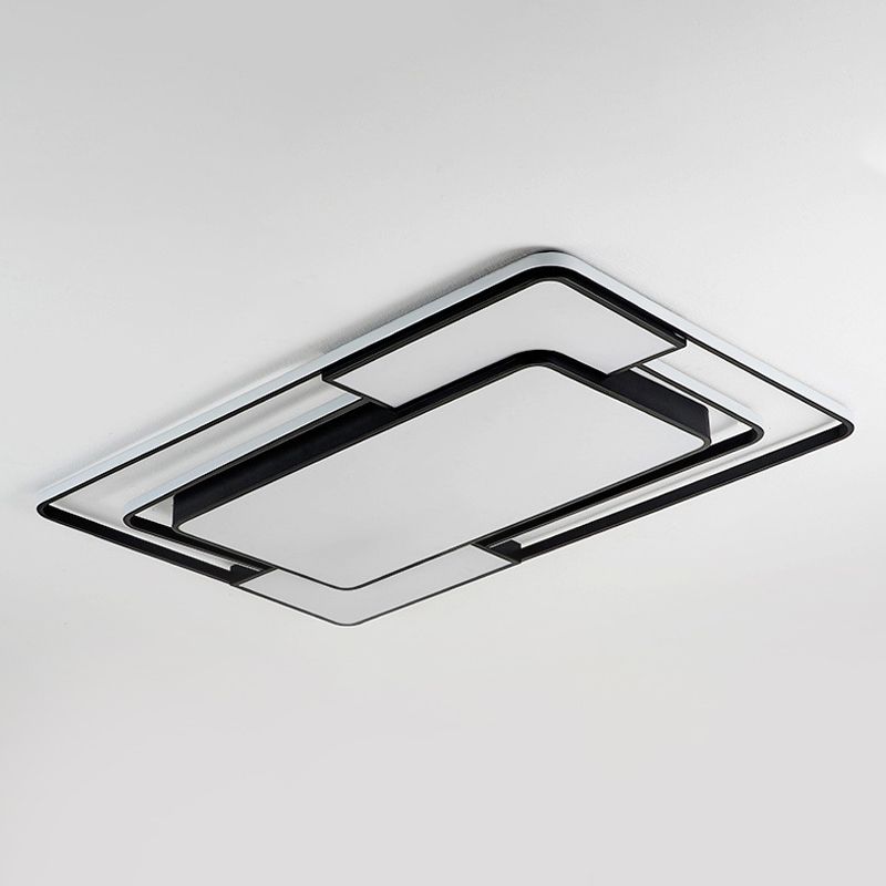Square/Round/Rectangle Acrylic Ceiling Flush Nordic Black LED Flush Mount Recessed Lighting in White/3 Color Light