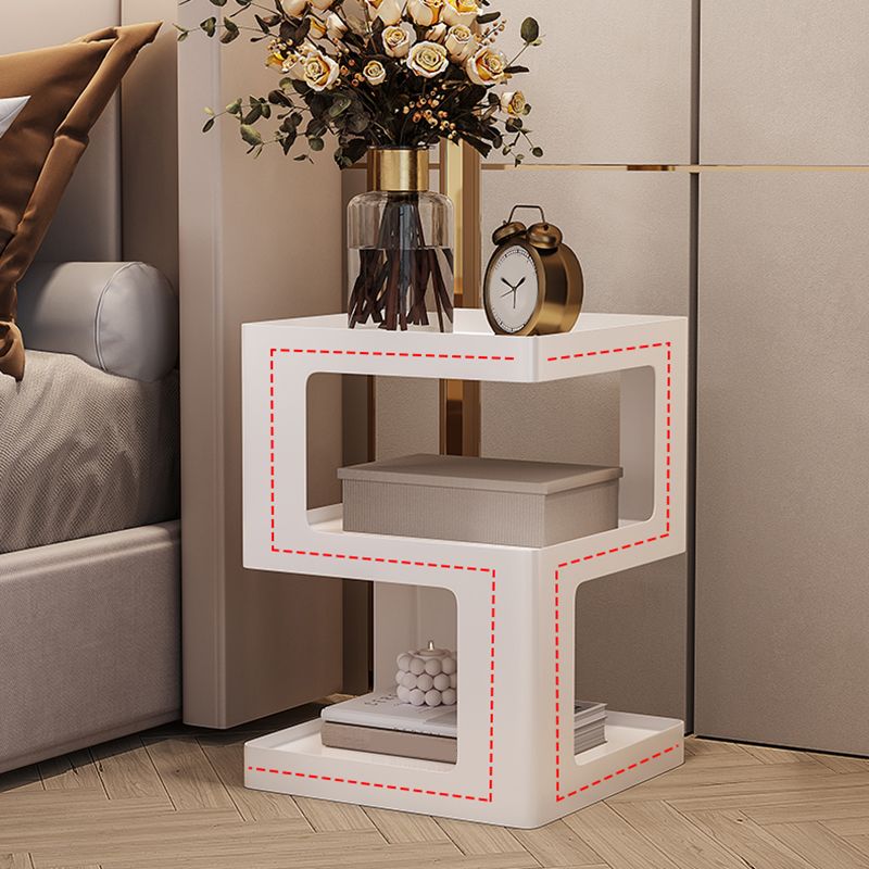 21.3" Tall Block Side Table with Metal Shelves Contemporary Square End Table Stand