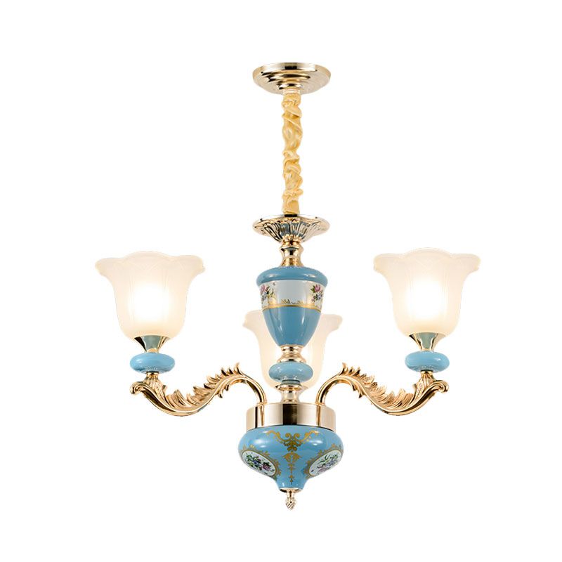 Lustre en verre opaline de 3/6.