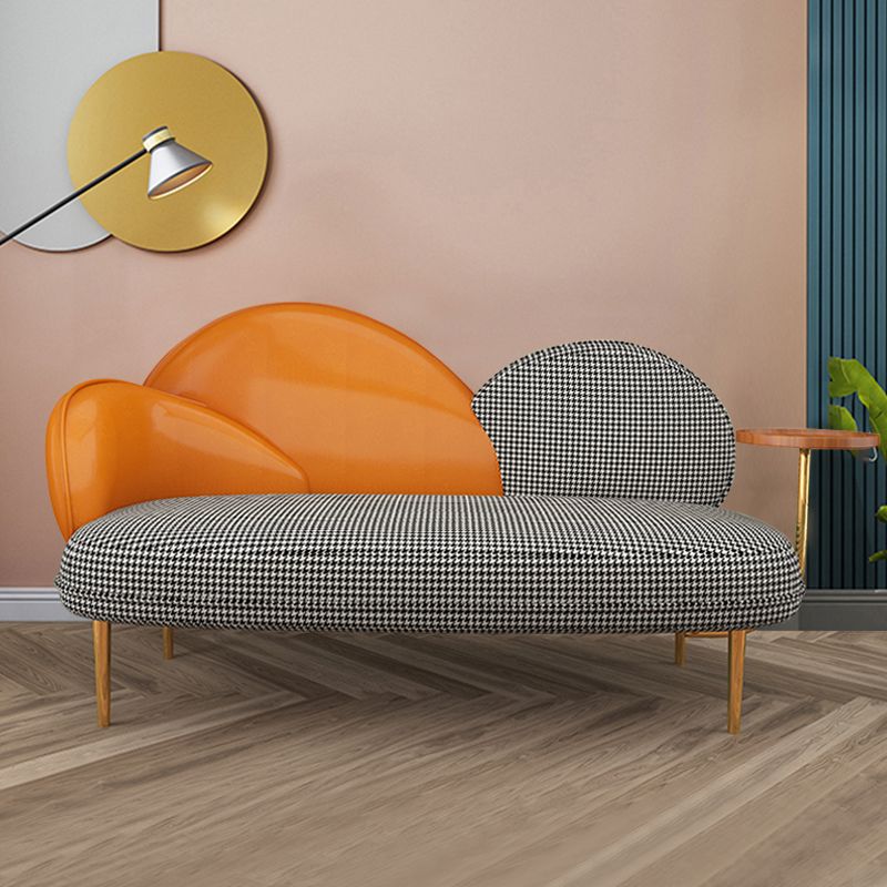 Contemporary Curved Sofa Sloped Arm Sofa with Storage Tray for Living Room