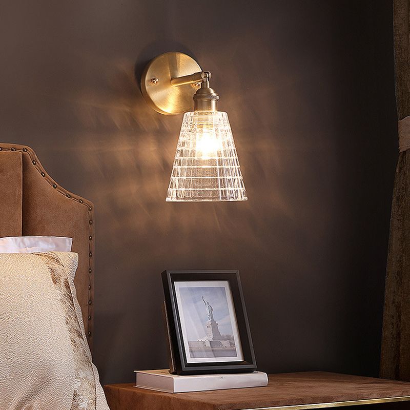 Mid Century Barrel Wall Mount Lighting Clear Glass Wall Mounted Light Fixture for Bedroom