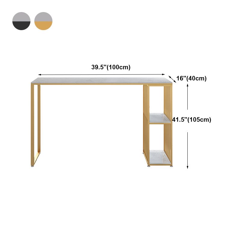 Rectangle Living Room Pub Height Dining Table Marble Bistro Table with Storage