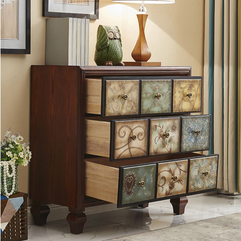 American Retro Storage Chest Solid Wood Storage Chest Dresser for Bedroom
