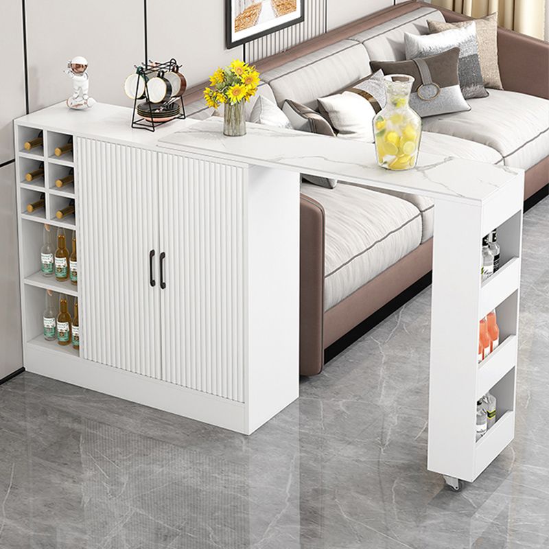 Rectangle Counter Height Table Modern Bar Dining Table with Shelves