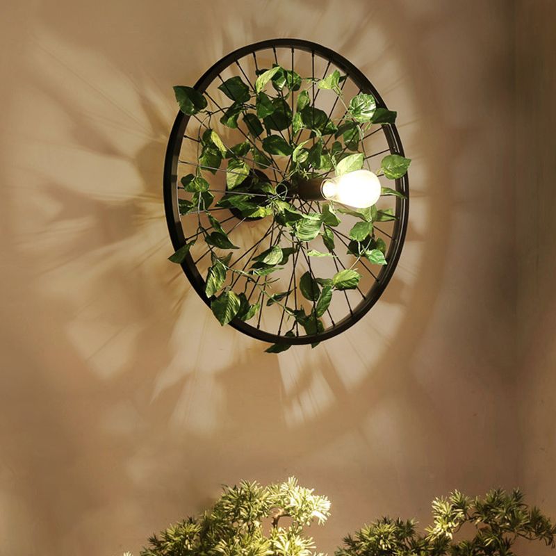 Plant Flower Wall Mount Light Metal Wheel Wall Mounted Light Fixture for Restaurant