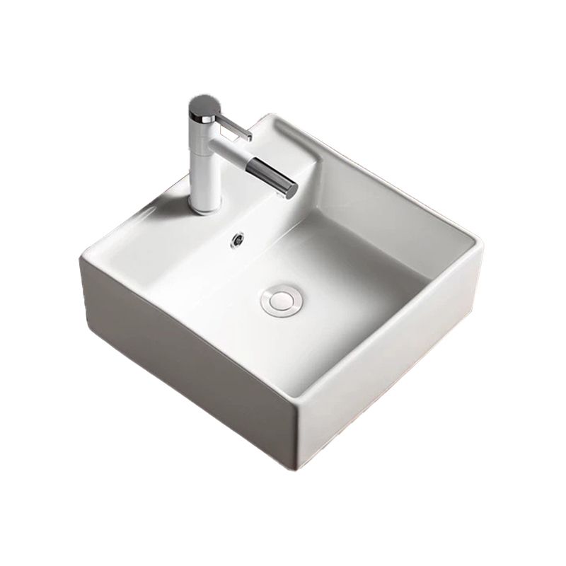 Modern Vessel Bathroom Sink Porcelain Oval with Pop-Up Drain Bathroom Sink