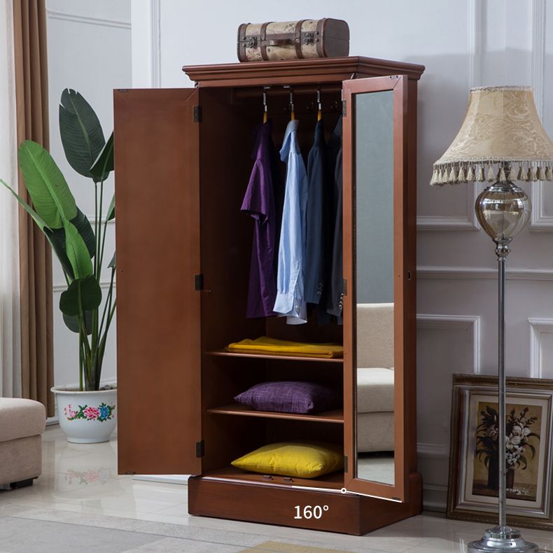 Birch Wardrobe Cabinet Traditional Hinged Wardrobe Armoire for Home