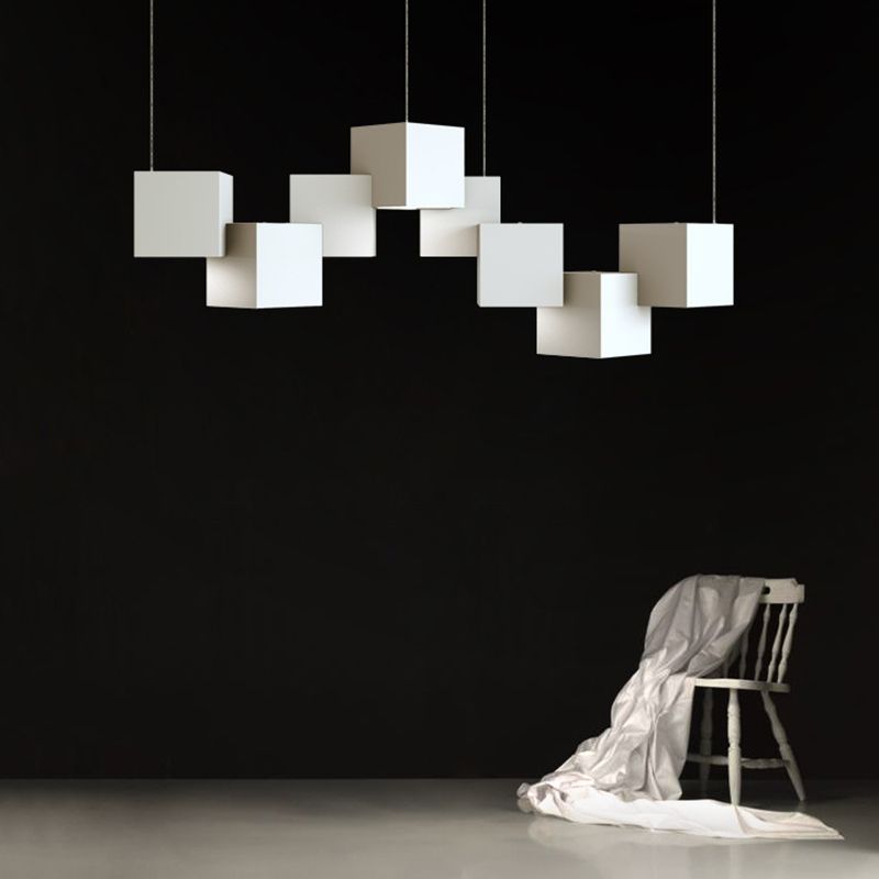 Multiple Square Island Pendant Lighting Modern Art Deco Metal LED Island Lamps for Art Gallery