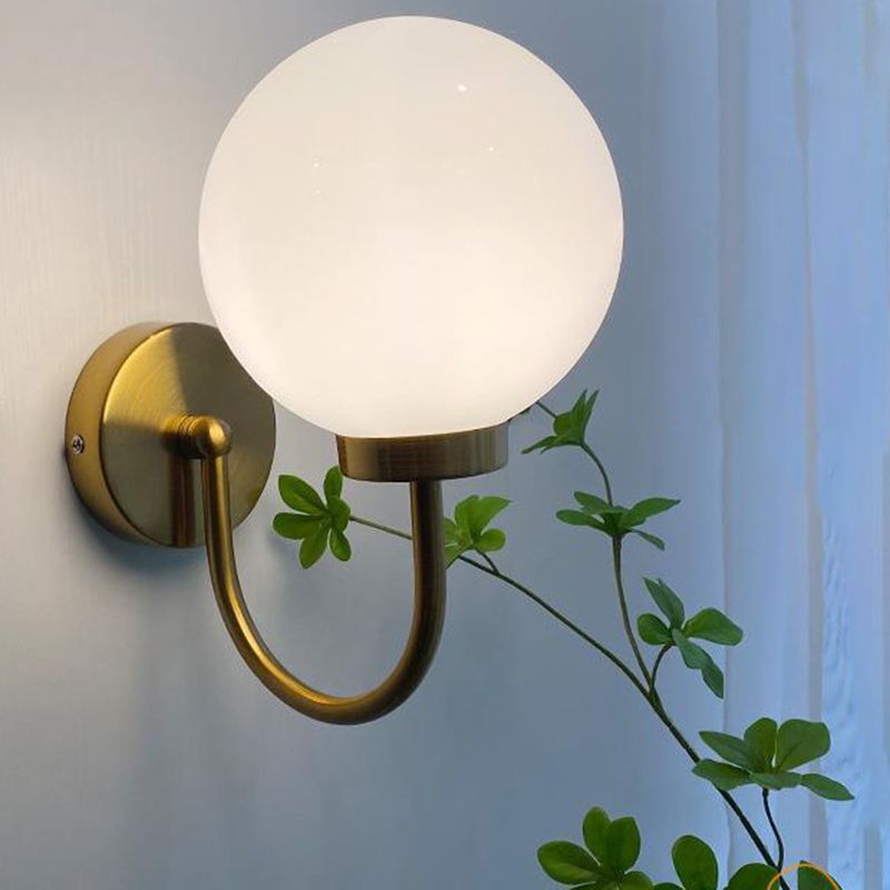 Nordic Vanity Light Creative Glass Ball Shade Wall Light Sconce for Washroom