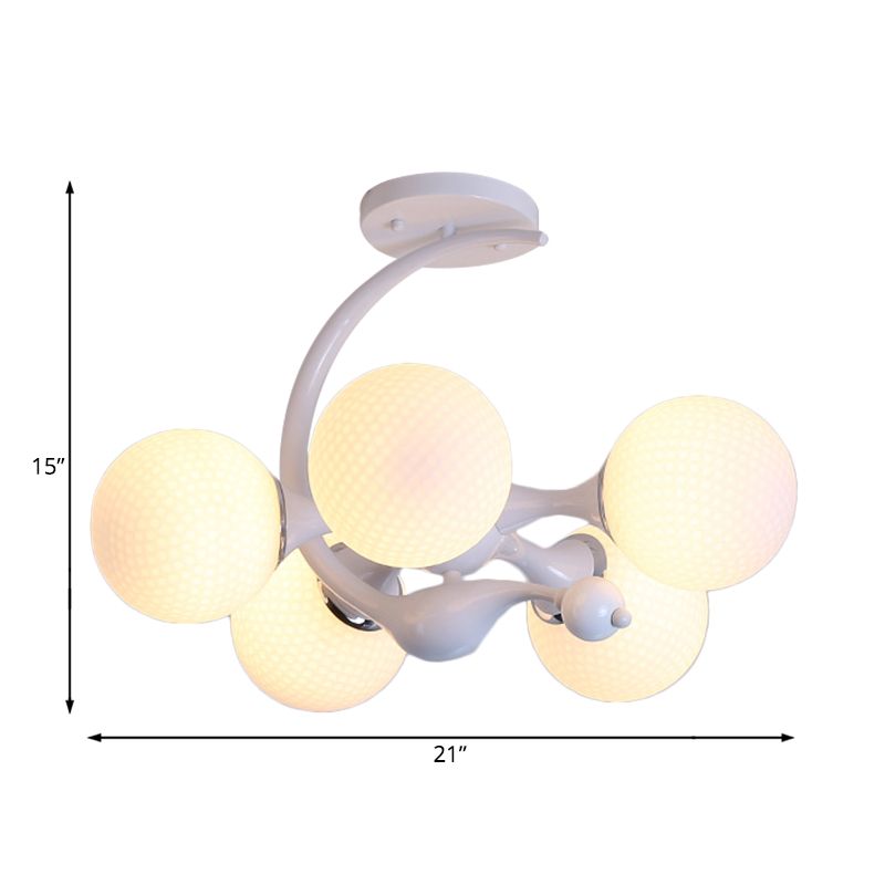 Weißer Glasball Halbflush -Halterung mit Sputnik Design Moderne Halbflush Mount Deckenleuchte für Schlafzimmer