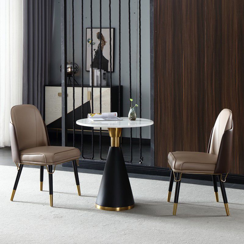 Metal Traditional Luxury Round Table Marble Top Indoor Table with Pedestal