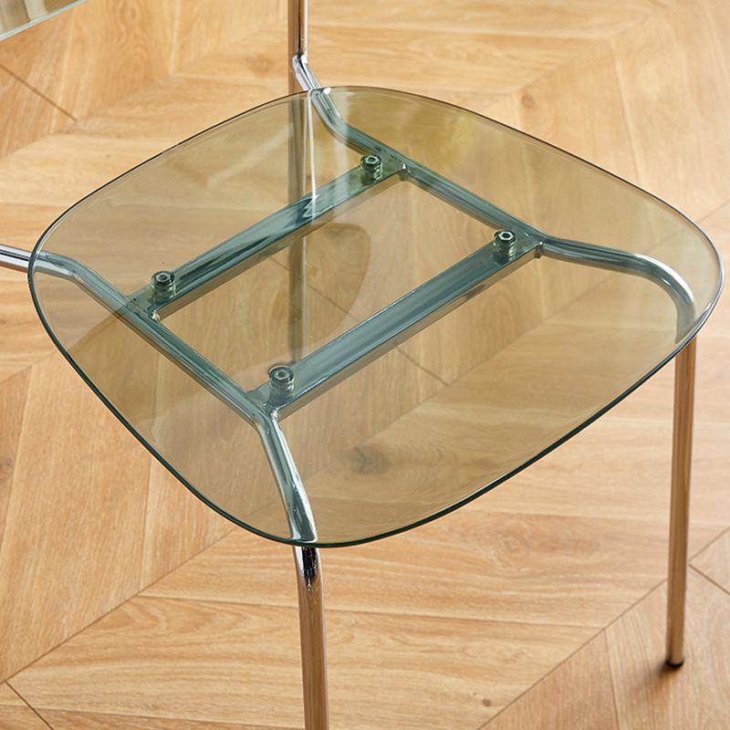 Silla de comedor moderna de metal para interiores y exteriores, silla lateral apilable sin brazos para el hogar