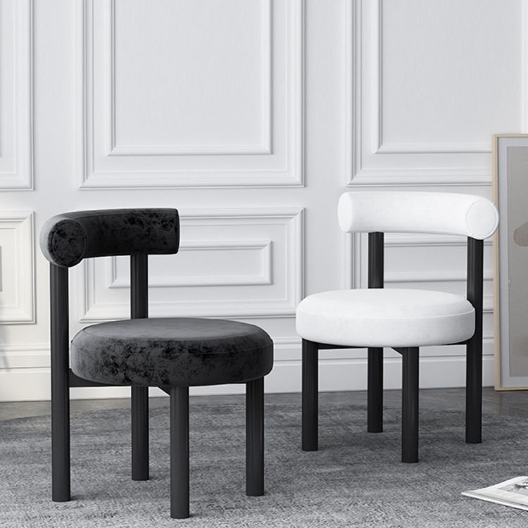 Silla lateral de terciopelo estilo diseñador, respaldo abierto, acabado mate, silla de comedor
