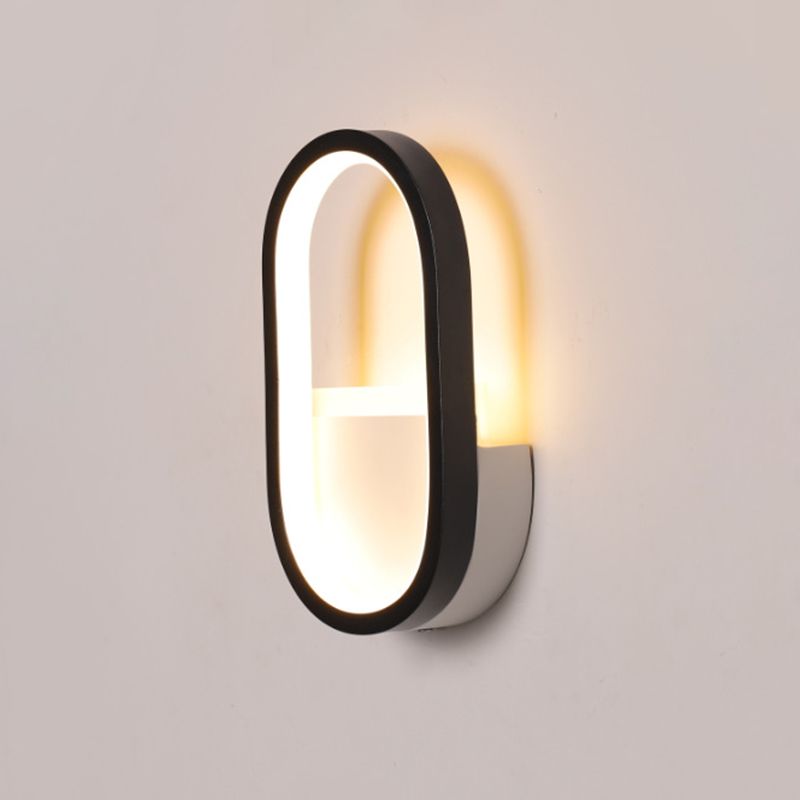 Aluminum Ellipse Mini Wall Lamp Simplicity White/Black LED Sconce Light Fixture in Warm/White Light
