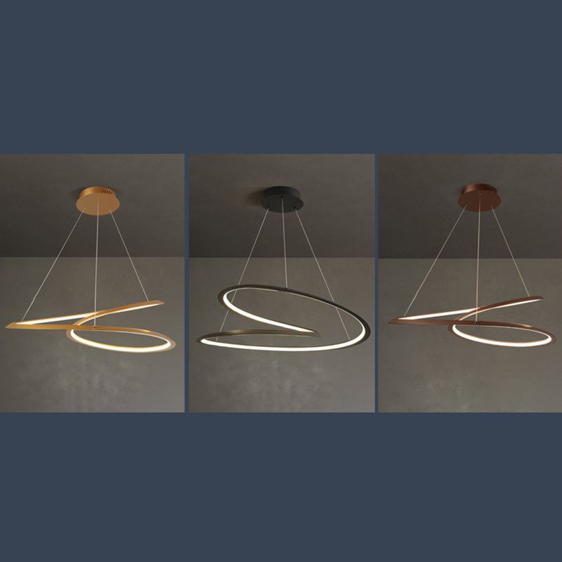Seamless Curves Metal LED Chandelier Minimalism Suspension Light for Dining Room