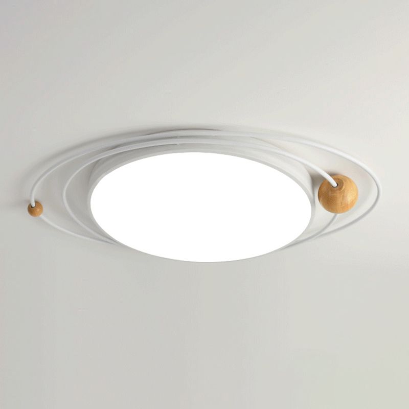 LED Nordic Ceiling Flush Wood & Acrylic Round Ceiling Flush Mount for Bedroom