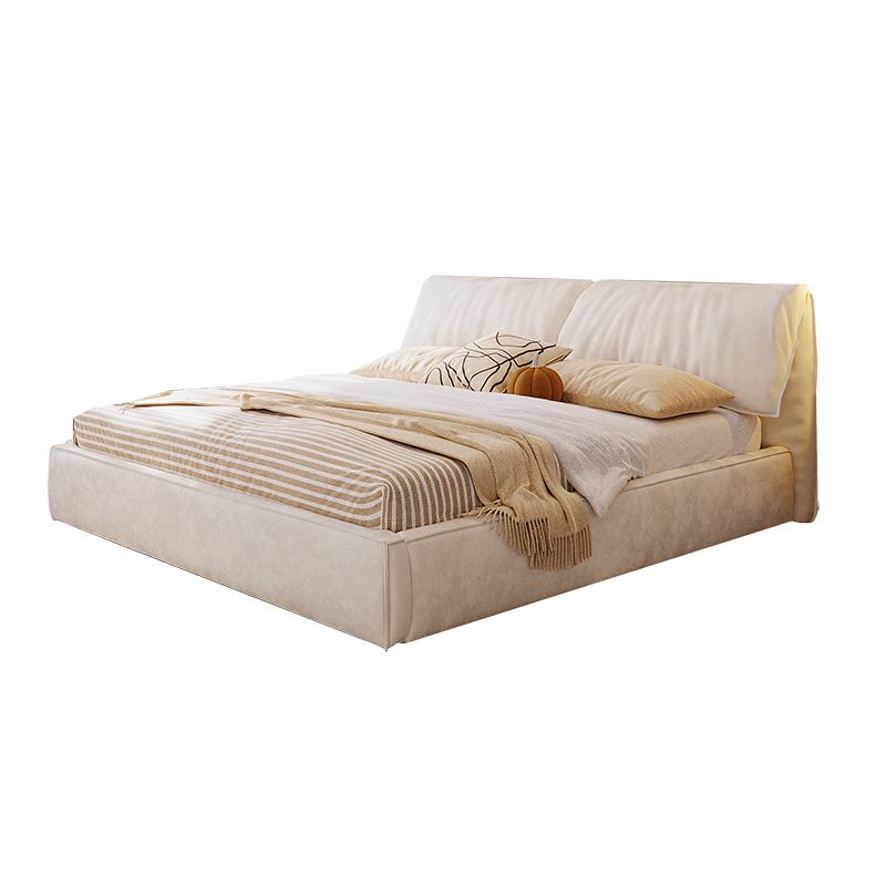 Modern Style Upholstered Headboard White Imitation Leather Bed