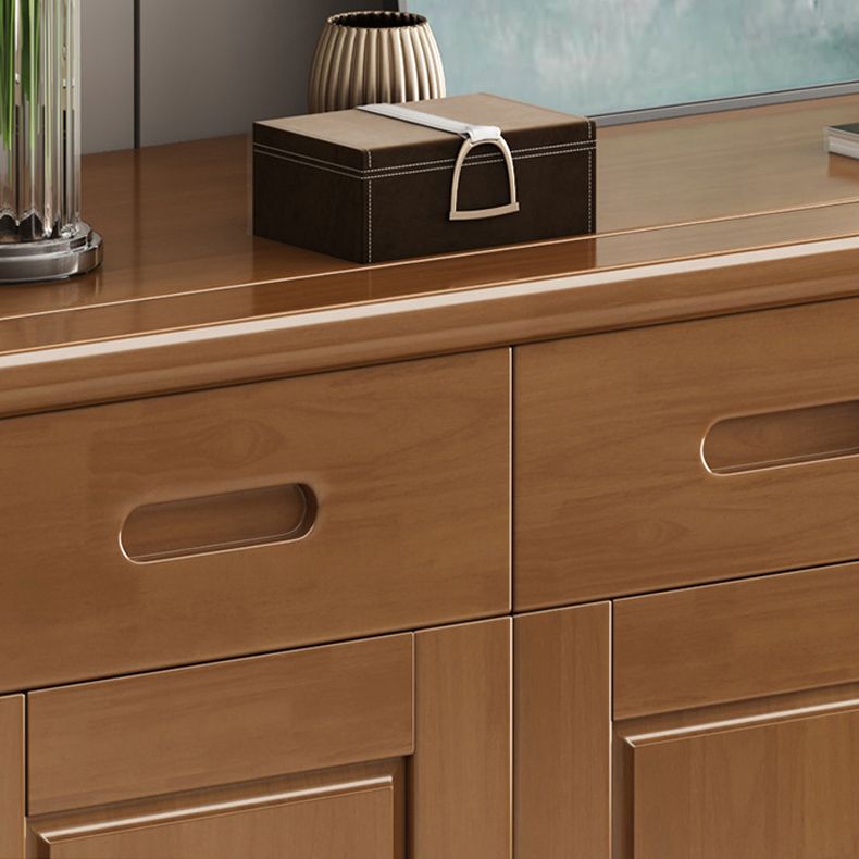 Mid-Century Modern Cabinet in Rubberwood with 2 Drawers and 3 Doors