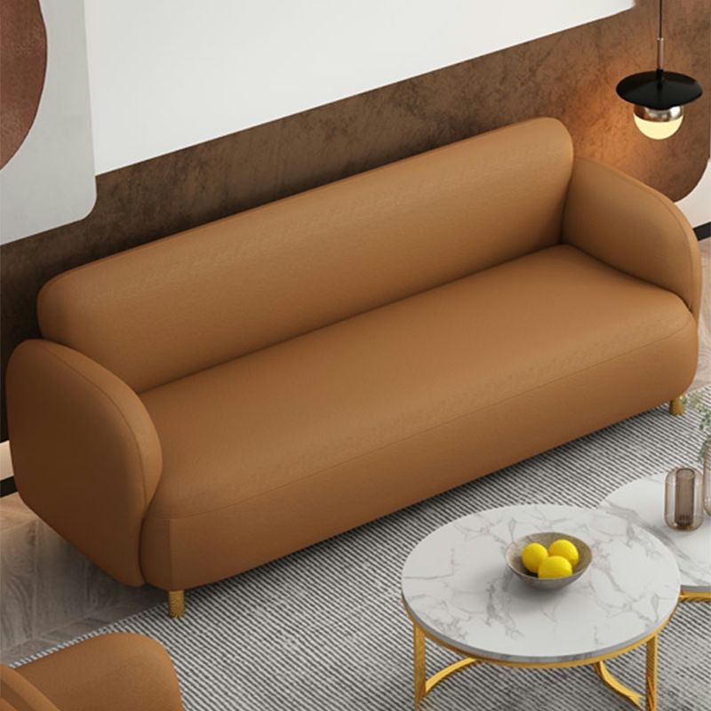 Mid-Century Modern 27.56"H Faux Leather Sofa Tight Back Settee for Living Room