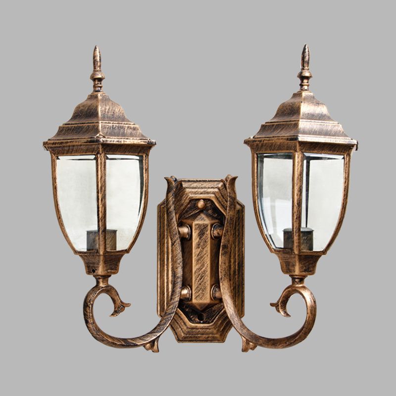 Rust 2 Idee di illuminazione a parete lampadina logge in vetro trasparente lampada a forma di parete a forma di parete con braccio attorcigliato