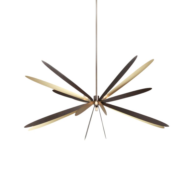 Simplicidad 6 Bulbos Candelier de techo Black Dragonfly Lighting con sombra de metal