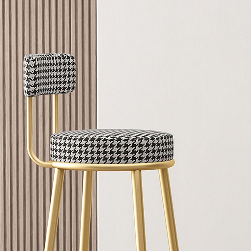 Scandinavian Design Upholstered Armless Stools for Home Low Back Barstools with Metal Legs