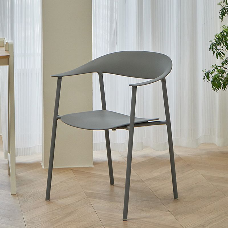 Modern Open Back Side Chair Plastic Arm Indoor Chair with Metal Base