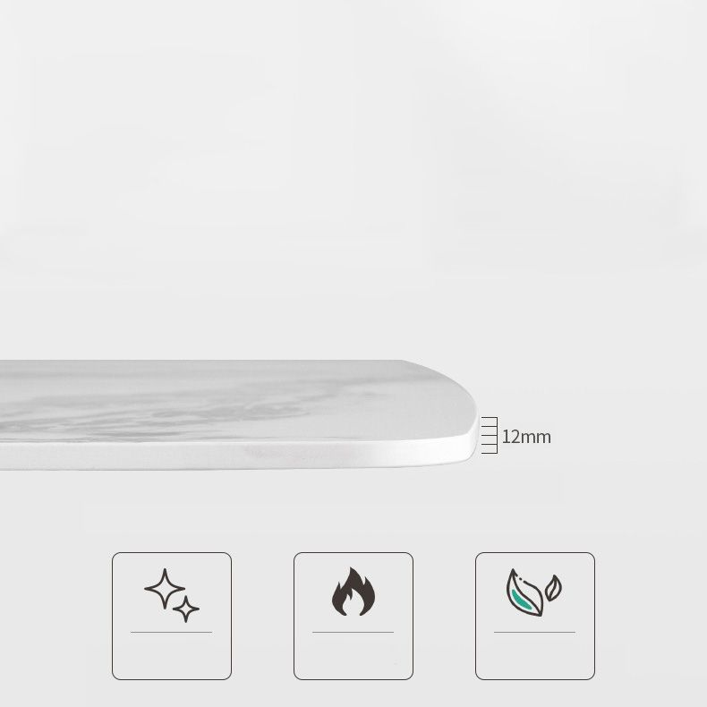 Glam White Dining Table Stone Rectangular Table for Dining Room