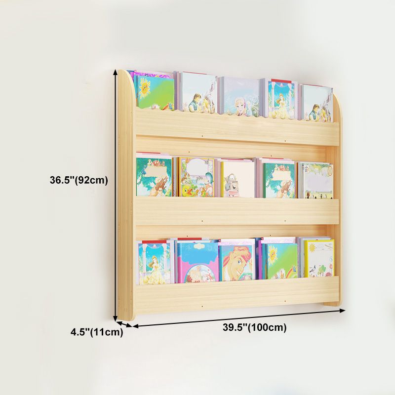 Contemporary Style Bookshelf Solid Wood Wall Mounted Bookcase for Home Office