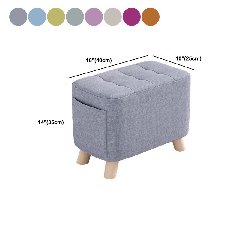 Modern Cotton Storage Pouf Plain Rectangle Tufted Chair Ottoman