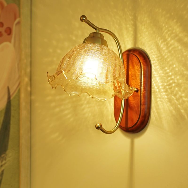 Modern Glass Wall Mounted Lamp Wooden Wall Lights for Bedroom