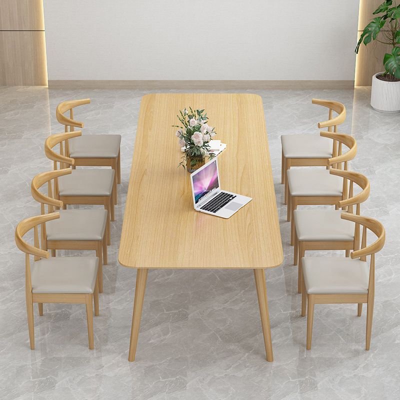 Vast hout eigentijdse rechthoekige eettafel natuurlijke houten boventafel met 4 poten