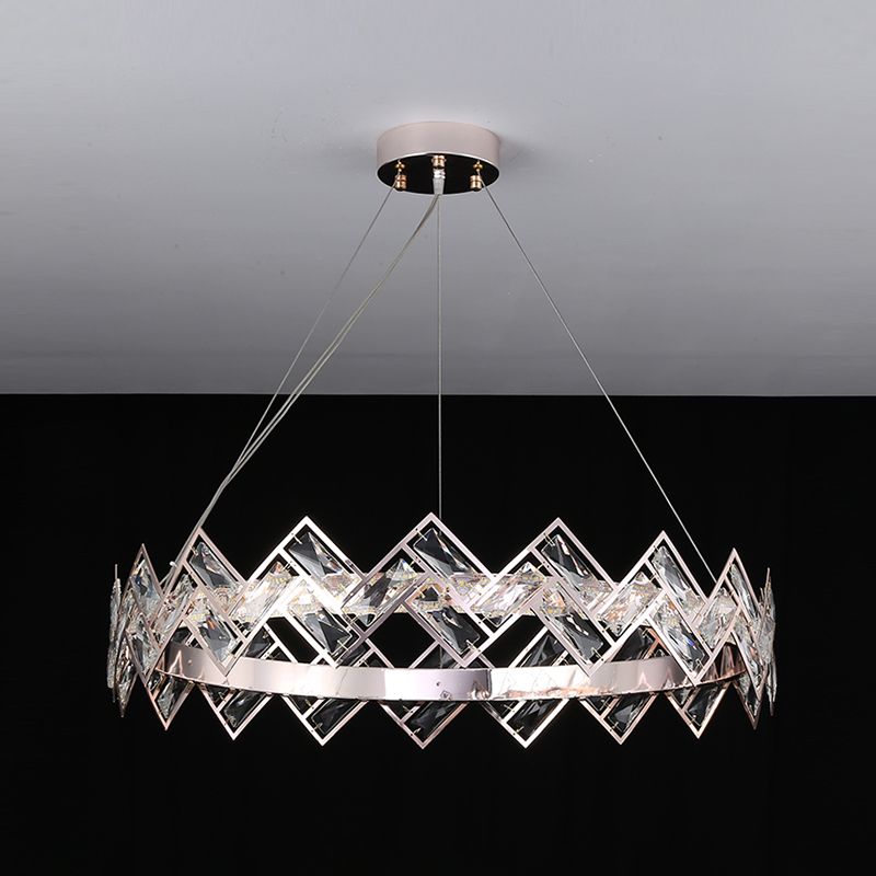Wheel Shape Pendant Chandelier Modern Style Crystal 1 Light Chandelier Light in Silver