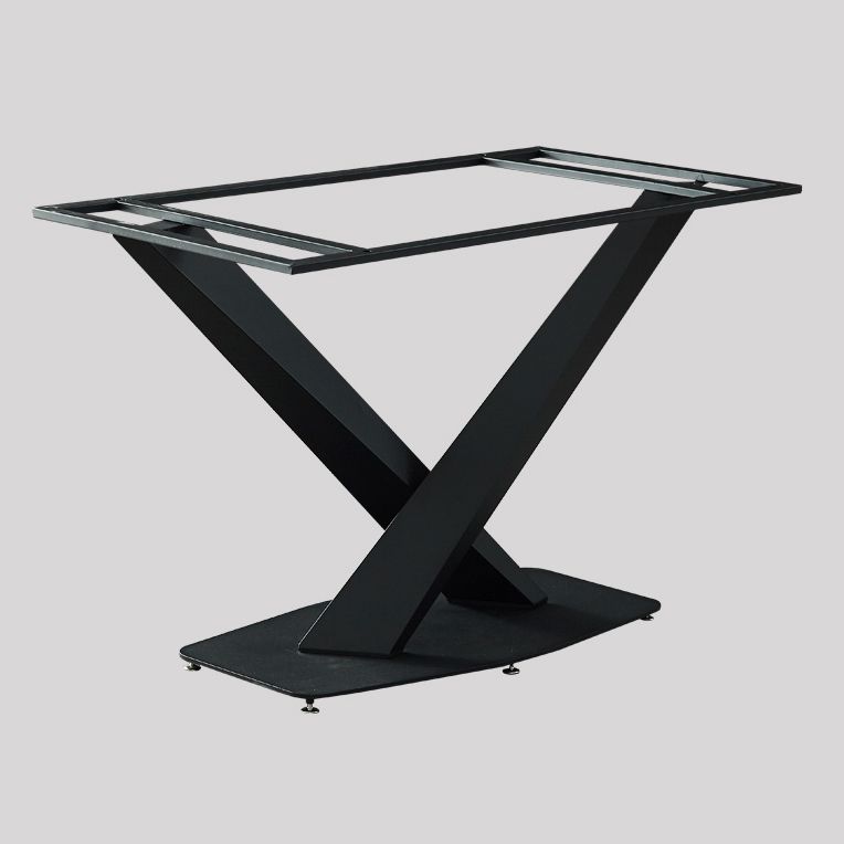 Mesa de comedor rectangular moderno de metal mesa de comedor de piedra sinterizada con base de pedestal