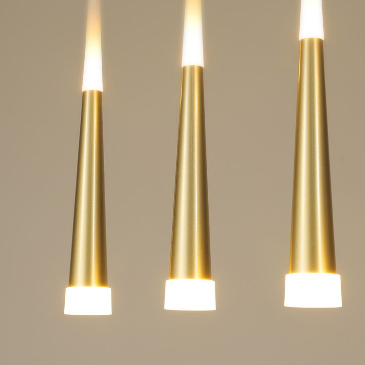 Diseño de Doble Doble Gold Luz Led Island Simplicidad contemporánea Cono Hanging Light para comedor