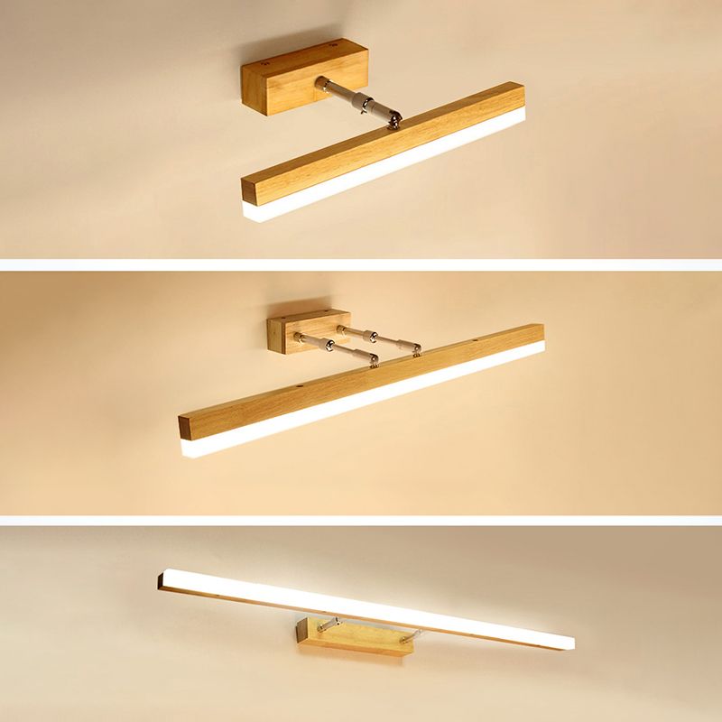 Nordic Minimalist Style Rectangular Vanity Lamp Solid Wood Single Vanity Light