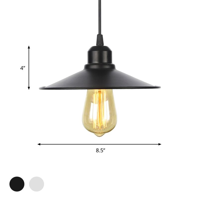 1 helles Innenheizanhänger Licht Bauernhaus Schwarz/Weiß Hanging Leuchte mit Kegel/Wellen-/breitem Flare Metallschatten