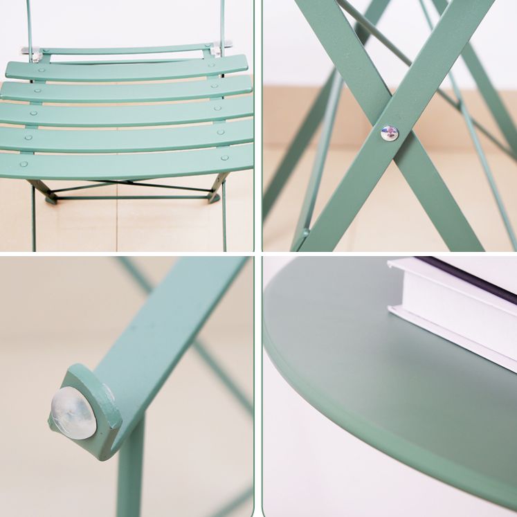 Modern Outdoor Bistro Table Set 3-Pieces Round Metal Fold and Store Bistro Set
