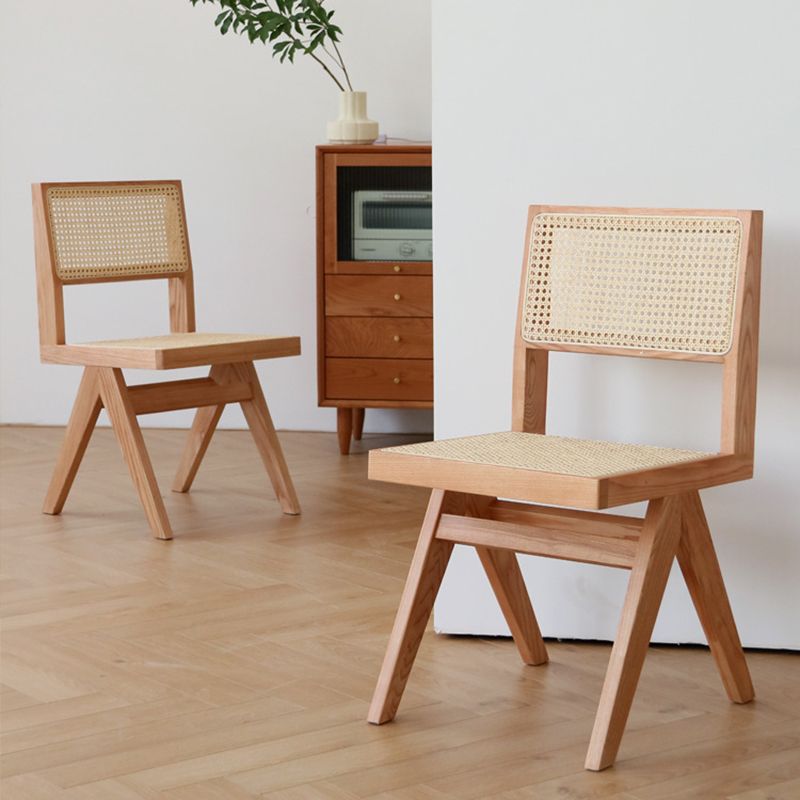 Wood Modern Dining Side Chair Cane Back Dining Chairs for Home