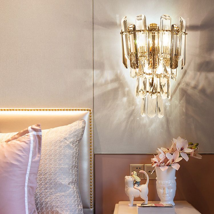 Geometrische Multi-Lights-Wandleuchten Moderner Kristallwandmontageleuchte in Gold