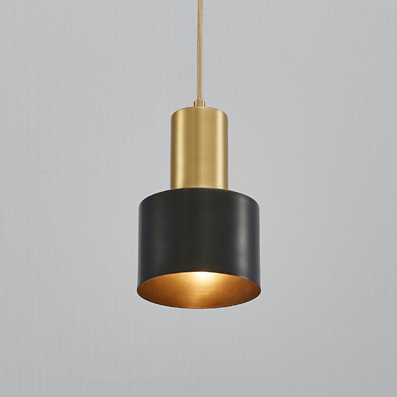 Modern Luxury Single Pendant Light Copper Cylindrical Hanging Lamp for Interior Spaces