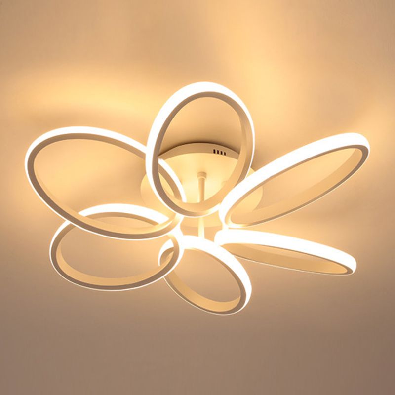 Minimalist Floral Semi Flush Mount Lighting Metal LED Bedroom Ceiling Lighting