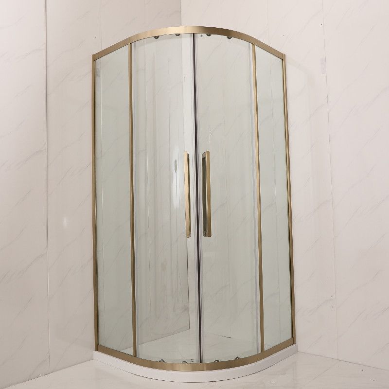 Clear Tempered Glass Shower Stall Round Shower Enclosure on Corner