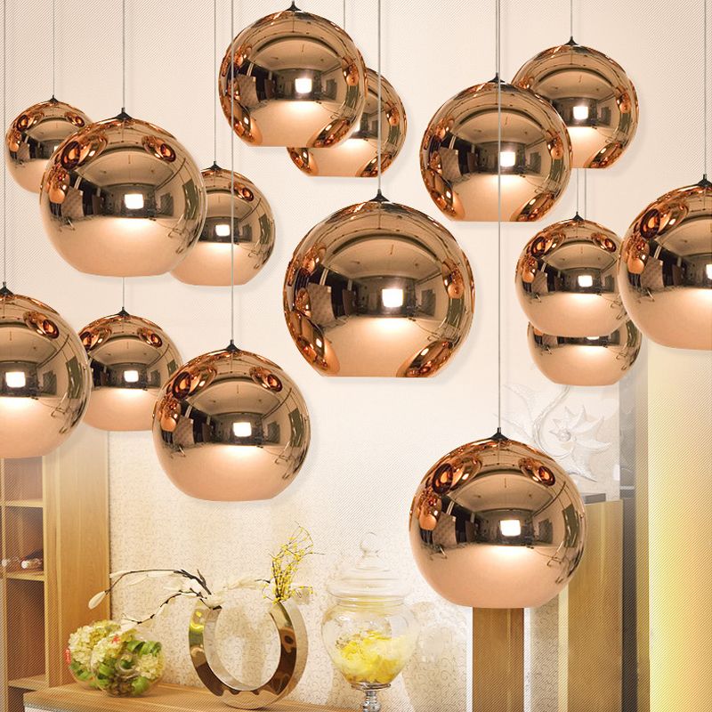 6 "/8"/10 "W Mirror Ball Anhänger Beleuchtung zeitgenössisches Glas 1 Licht Chrom/Gold/Roségold hängende Deckenleuchte